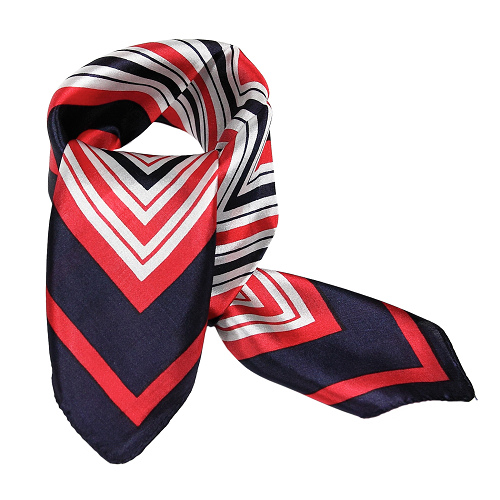 Feines Damen-Nickituch aus 100% Seide, Seidentuch, 52cmx52cm, blau rot weiß,5936 - zum Schließen ins Bild klicken